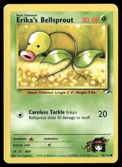 2000 Gym heros set Pokemon card 076 Erika's Bellsprout (lv 15) LP - Image 1