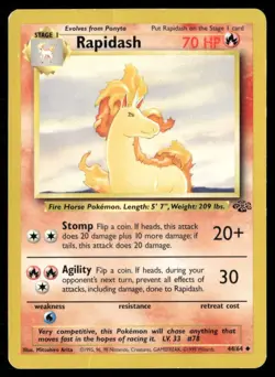 1999 Jungle set Pokemon card 44 Rapidash HP - Image 1