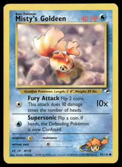 2000 Gym heros set Pokemon card 085 Misty's Goldeen (lv 10) LP - Image 1