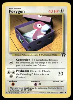 2000 Rocket set Pokemon card 48 Porygon HP - Image 1