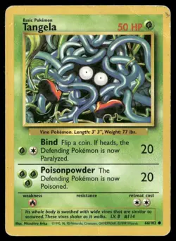 1999 Base set Pokemon card 066 Tangela HP - Image 1