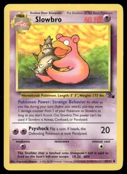1999 Fossil set Pokemon card 43 Slowbro LP - Image 1