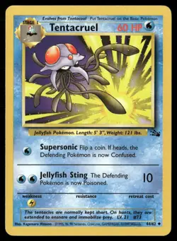 1999 Fossil set Pokemon card 44 Tentacruel LP - Image 1