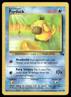 1999 Fossil set Pokemon card 53 Psyduck LP - Image 1