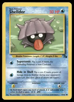 1999 Fossil set Pokemon card 54 Shellder LP - Image 1