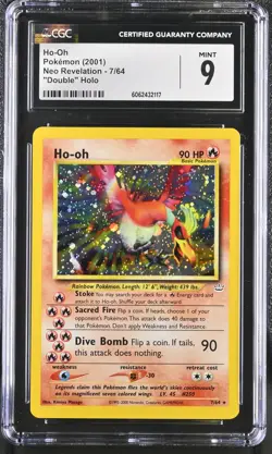 CGC 9 MINT Ho-Oh 2001 Neo Revelation 7/64 Double Holo Pokemon Card - Image 1