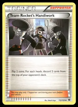 2016 Fates Collide Set Pokemon Card 112 Team Rocket's Handiwork LP - Image 1