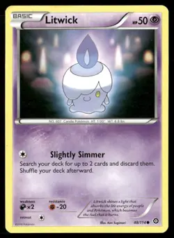 2016 Steam Siege Set Pokemon Card 048 Litwick LP - Image 1