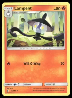 2017 Guardians Rising Set Pokemon Card 012 Lampent LP - Image 1