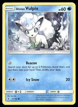 2017 Guardians Rising Set Pokemon Card 021 Alolan Vulpix LP - Image 1