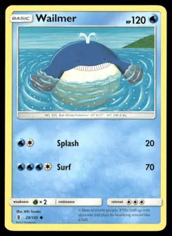 2017 Guardians Rising Set Pokemon Card 029 Wailmer LP - Image 1