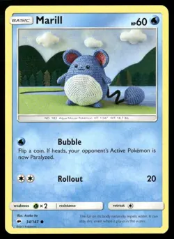 2017 Burning Shadows Set Pokemon Card 034 Marill LP - Image 1