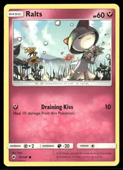 2017 Burning Shadows Set Pokemon Card 091 Ralts LP - Image 1