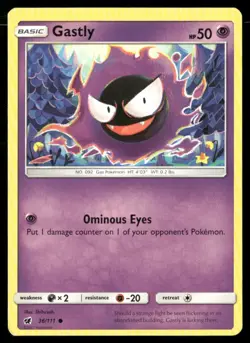 2017 Crimson Invasion Set Pokemon Card 036 Gastly LP - Image 1