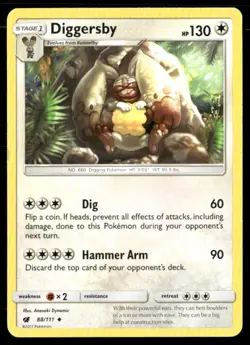 2017 Crimson Invasion Set Pokemon Card 088 Diggersby LP - Image 1