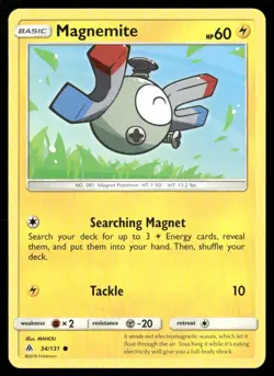 2018 Forbidden Light Set Pokemon Card 034 Magnemite LP - Image 1
