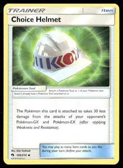 2018 Lost Thunder Set Pokemon Card 169 Choice Helmet LP - Image 1