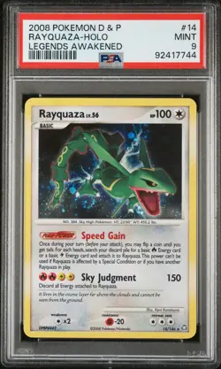 Pokemon Diamond & Pearl Legends Awakened Holo Card #14 Rayquaza PSA 9 - Image 1