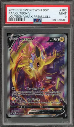 Pokemon Jolteon V VMAX Premium Coll. Full Alt Art Promo SWSH183 PSA 9 Mint - Image 1