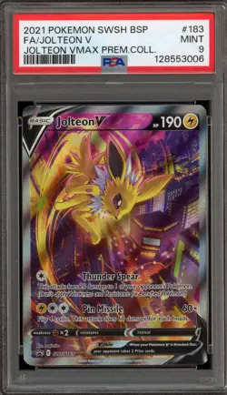 Pokemon Jolteon V VMAX Premium Coll. Full Alt Art Promo SWSH183 PSA 9 Mint - Image 1