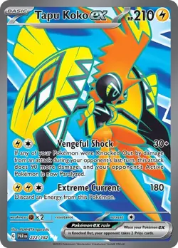 Tapu Koko ex - 222/182 - Pokemon Paradox Rift Full Art Ultra Rare Card NM - Image 1