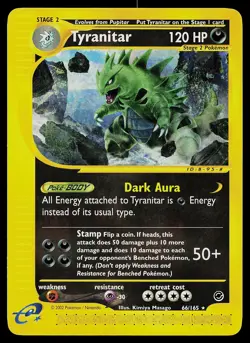 Pokemon Card - Tyranitar Expedition 66/165 Rare Non-Holo - Image 1
