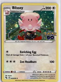 Blissey 052/078 Cosmo Holo Promo Card Pokemon GO Trading Card Game - Image 3