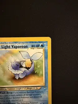 Pokemon TCG Light Vaporeon Neo Destiny Card 52/105 Unlimited Uncommon - MP - Image 4