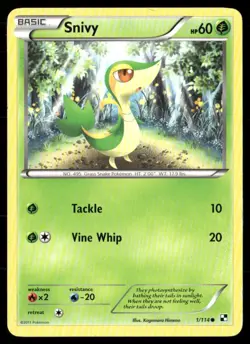 2011 Black & White Set Pokemon Card 001 Snivy LP - Image 1