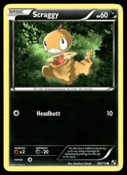 2011 Black & White Set Pokemon Card 068 Scraggy LP - Image 1