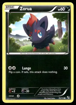 2011 Black & White Set Pokemon Card 070 Zorua LP - Image 1
