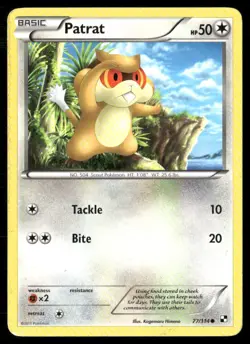 2011 Black & White Set Pokemon Card 077 Patrat LP - Image 1
