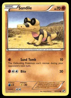 2011 Black & White Set Pokemon Card 063 Sandile LP - Image 1