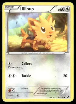 2011 Black & White Set Pokemon Card 081 Lillipup LP - Image 1