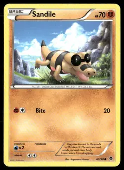 2011 Emerging Powers Set Pokemon Card 60 Sandile LP - Image 1