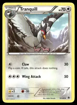 2011 Emerging Powers Set Pokemon Card 81 Tranquill LP - Image 1