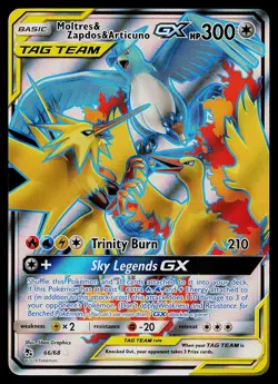 Pokemon Card - Moltres & Zapdos & Articuno GX Hidden Fates 66/68 Ultra Rare - Image 1