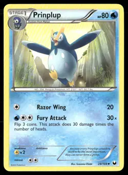 2012 Dark Explorers Set Pokemon Card 028 Prinplup NM - Image 1