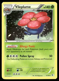 2012 Boundaries Crossed Set Pokemon Card 003 Vileplume LP - Image 1