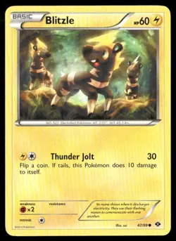 2012 Next Destinies Set Pokemon Card 047 Blitzle NM - Image 1