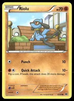 2012 Next Destinies Set Pokemon Card 063 Riolu NM - Image 1