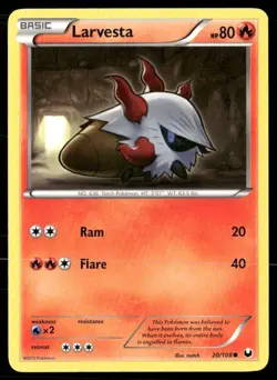 2012 Dark Explorers Set Pokemon Card 020 Larvesta NM - Image 1