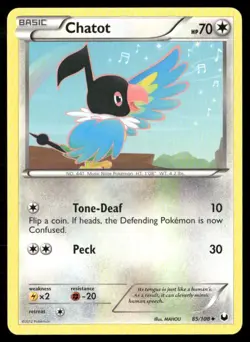 2012 Dark Explorers Set Pokemon Card 085 Chatot NM - Image 1