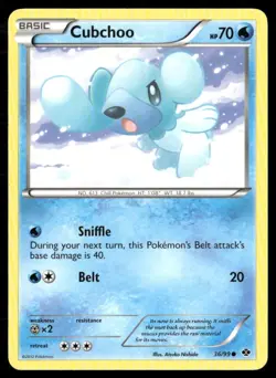 2012 Next Destinies Set Pokemon Card 036 Cubchoo LP - Image 1