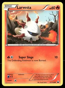 2012 Dark Explorers Set Pokemon Card 021 Larvesta NM - Image 1
