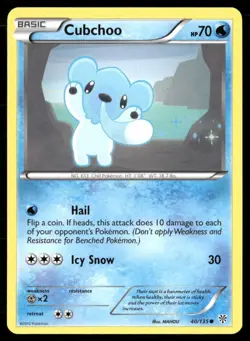 2013 Plasma Storm Set Pokemon Card 040 Cubchoo LP - Image 1