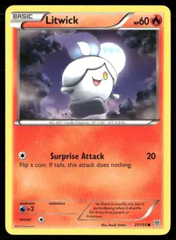 2013 Plasma Storm Set Pokemon Card 021 Litwick LP - Image 1