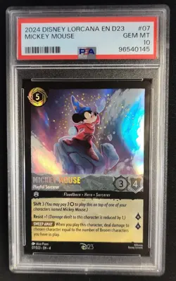 PSA 10 Mickey Mouse Playful Sorcerer 07/D23 Promo Disney Lorcana Graded Card - Image 1
