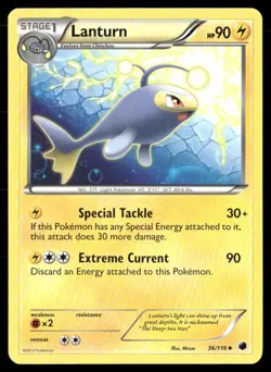 2013 Plasma Freeze Set Pokemon Card 036 Lanturn LP - Image 1