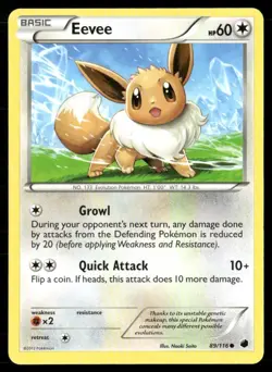 2013 Plasma Freeze Set Pokemon Card 089 Eevee LP - Image 1